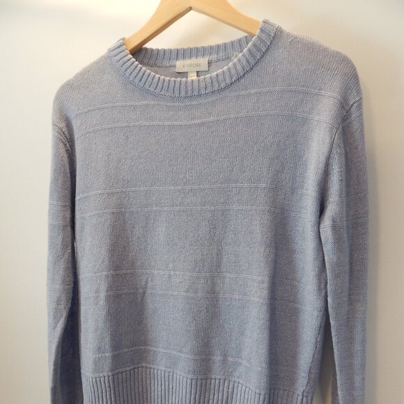 Kinross Wave Blue Linen Crewneck Sweater XS 100% Linen - Picture 2 of 7